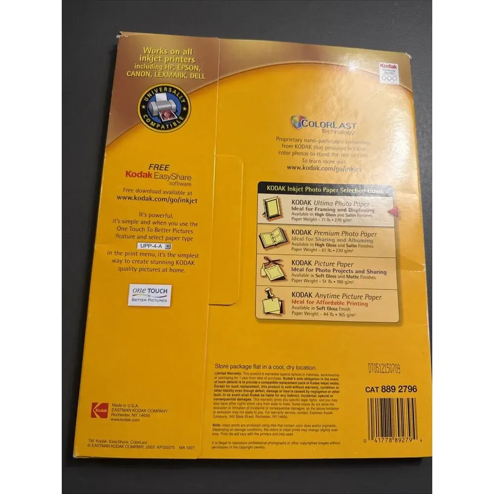 KODAK Ultima Picture Paper High Gloss 36 Count 8.5x11 in Sheets Opened.